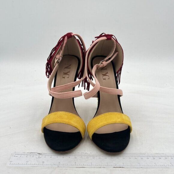 Women Ankle Straps Sandals Heeled Studded Metal High Heels Open Round Toe - Picture 3 of 7